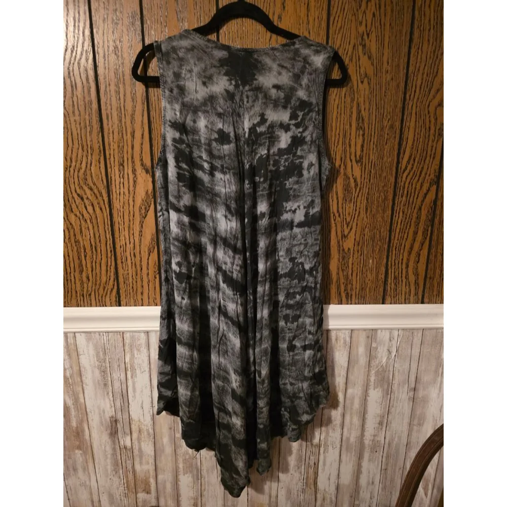 Women's Riviera Sun Asymmetrical Dress 2X Gray with Red Embroidery - Picture 3 of 5